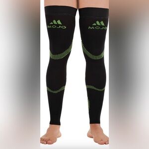 Mojo Recovery Graduated Compression Thigh Sleeves, Size Large, Black and Green